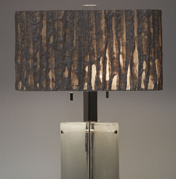 16.5" Rounded Corner Rectangular Pearla Hand-Gilded Kozo and Abaca Pulp Lamp Shade - Lux Lamp Shades