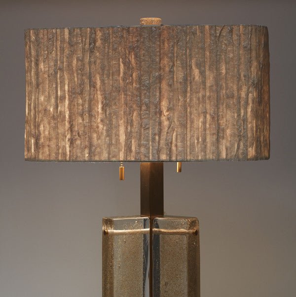 16.5" Rounded Corner Rectangular Pearla Hand-Gilded Kozo and Abaca Pulp Lamp Shade - Lux Lamp Shades