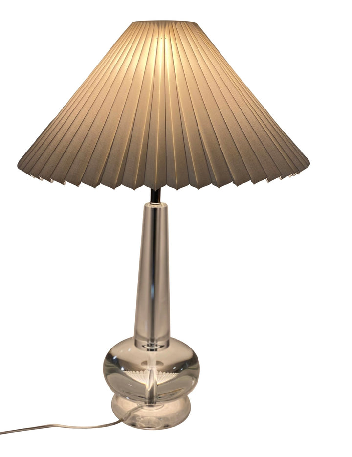 17.75" Natural white linen knife pleat lampshade, Bulb Clip Eastern design - Lux Lamp Shades