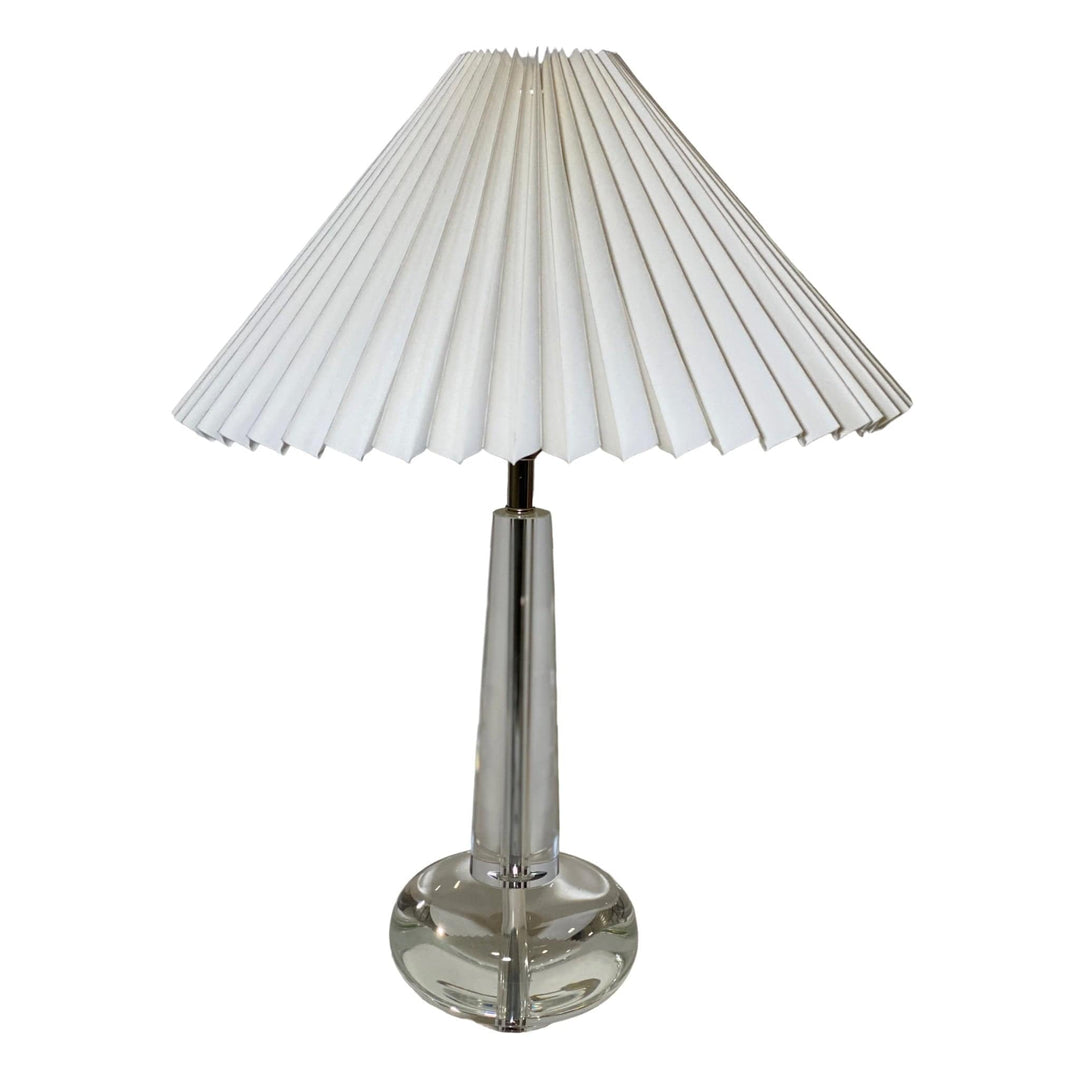 17.75" Natural white linen knife pleat lampshade, Bulb Clip Eastern design - Lux Lamp Shades