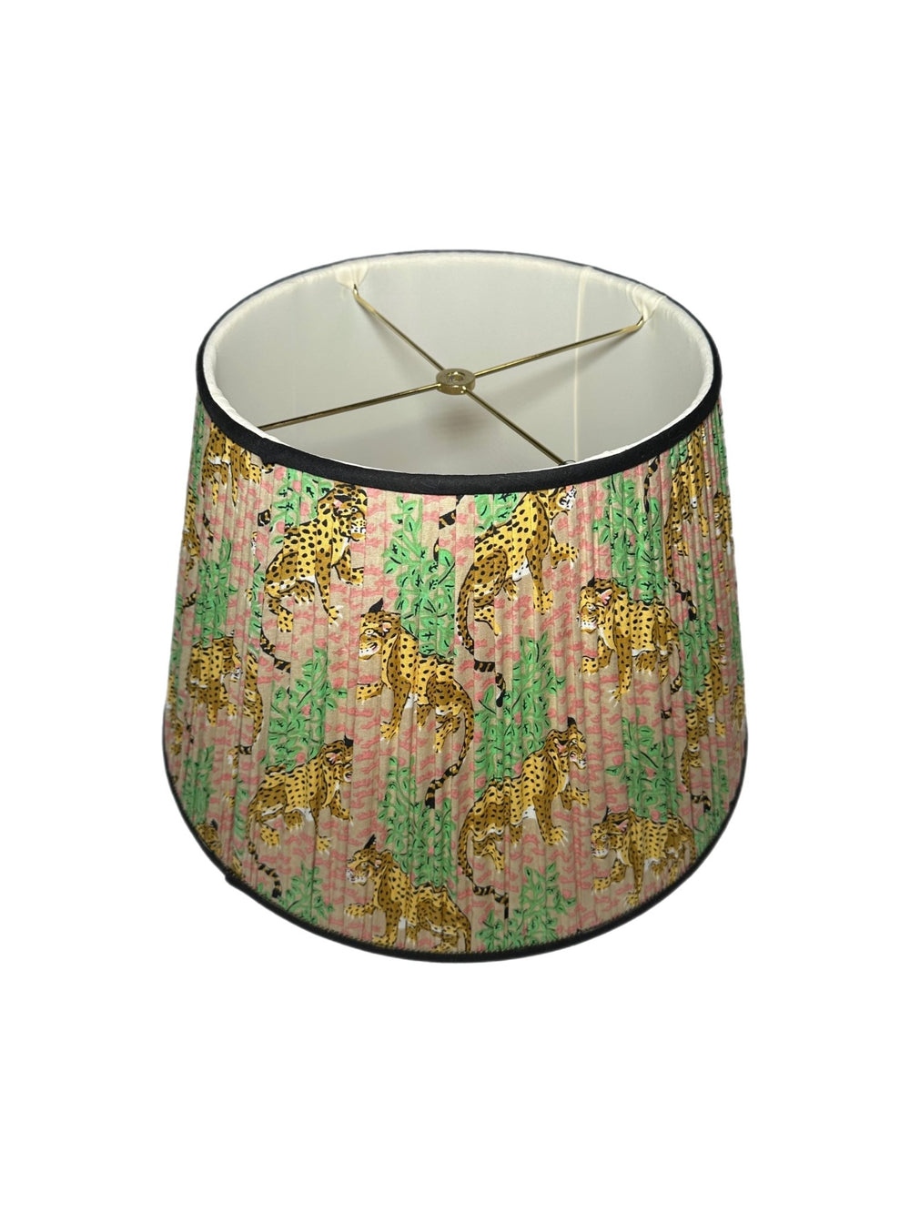18" Gathered Leopard Print, Black Trim - (2) in stock - Lux Lamp Shades