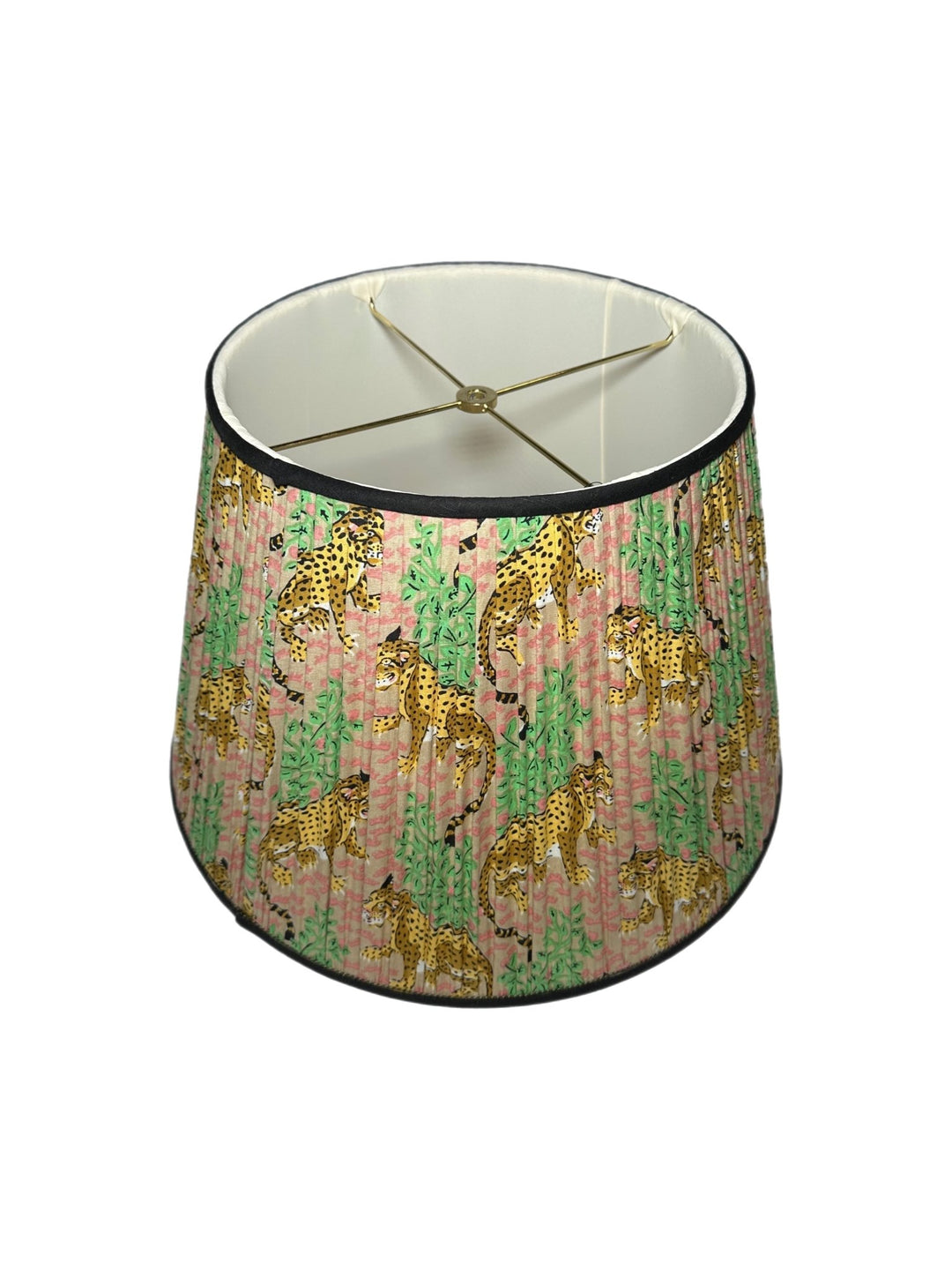 18" Gathered Leopard Print, Black Trim - (2) in stock - Lux Lamp Shades