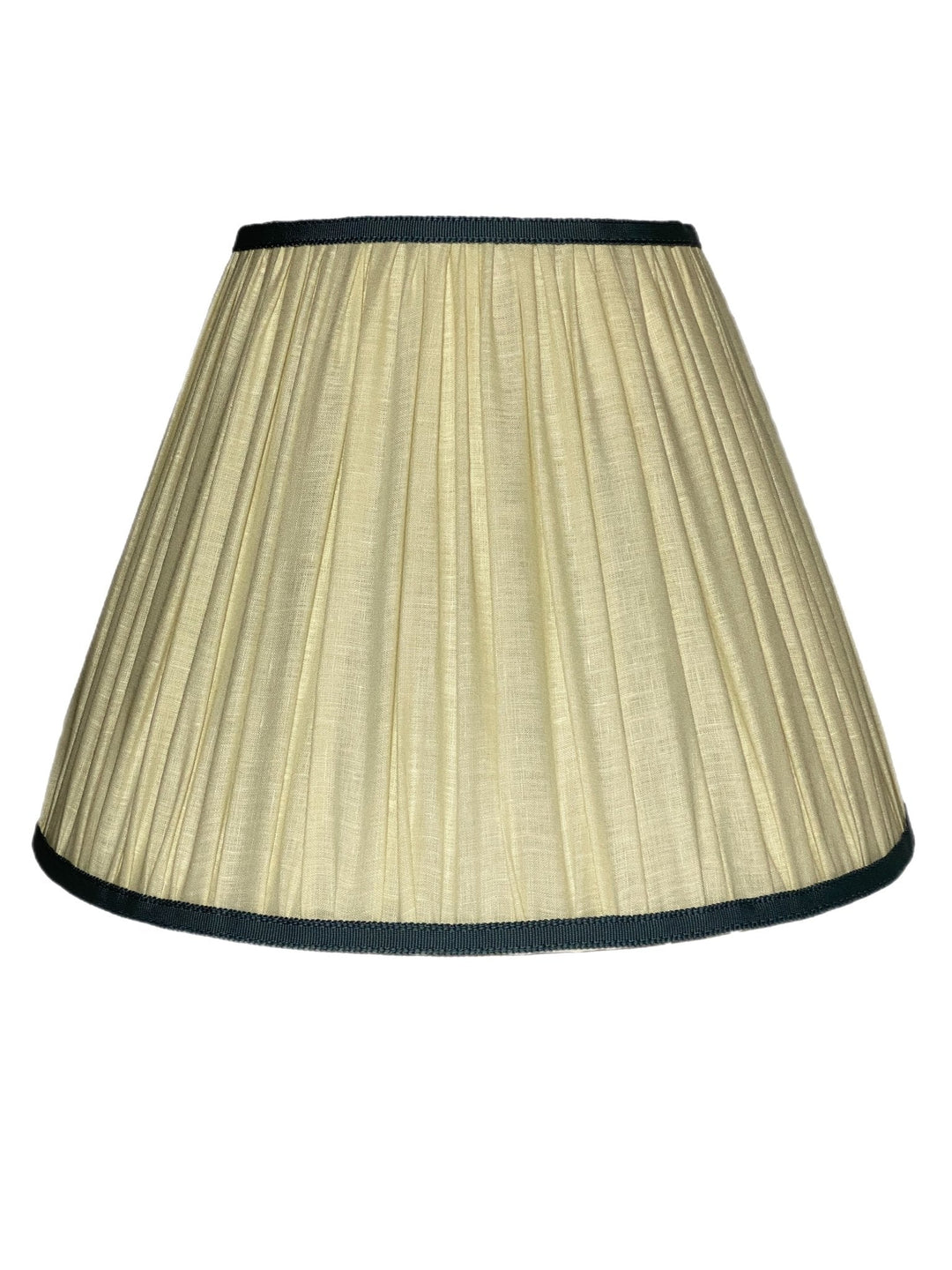 18" Gathered Sugar Linen Shade with Samuel and Son's Blue Wonder Trim - Lux Lamp Shades