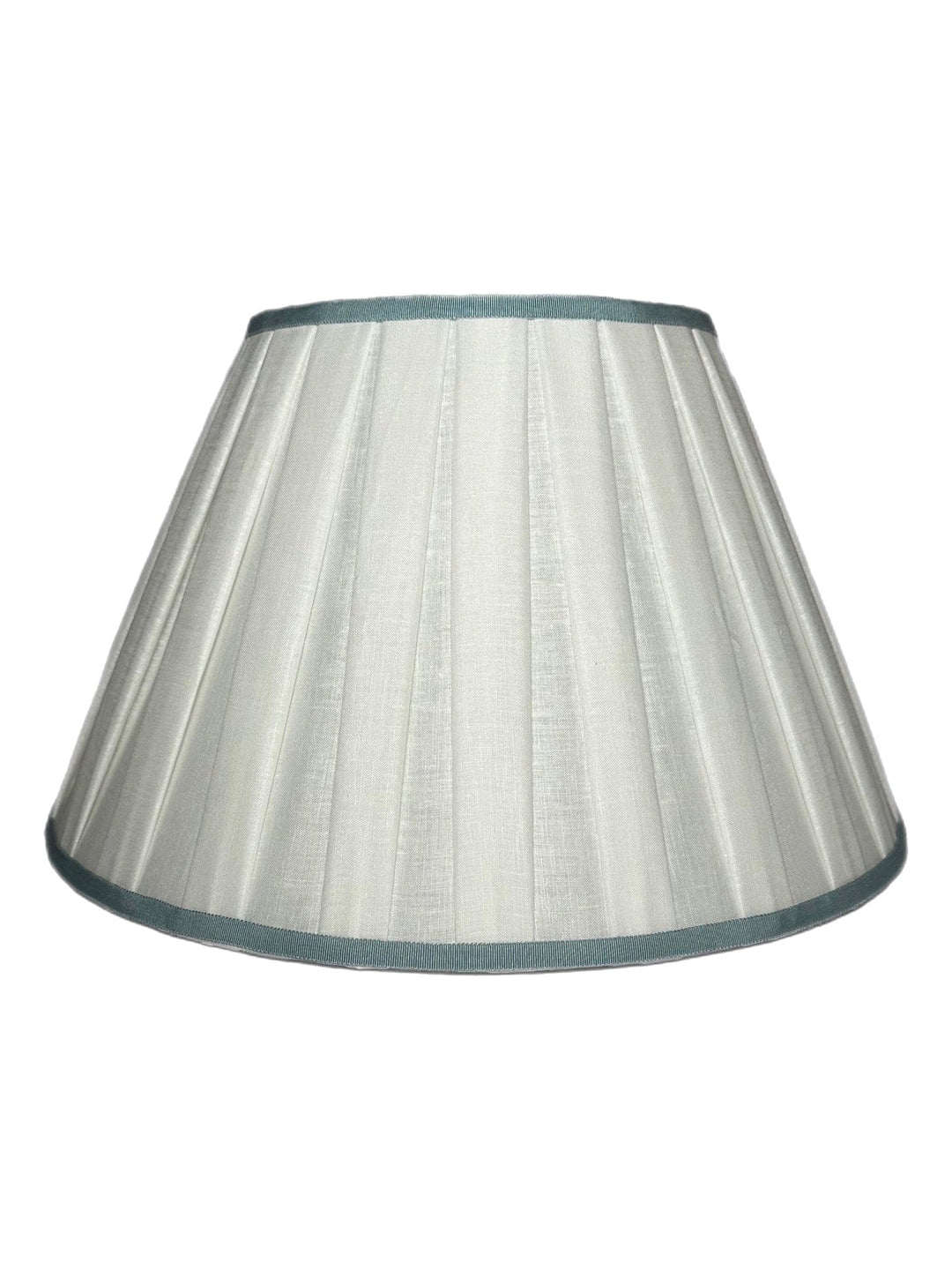 18" Linen Box Pleat Lamp Shades + Light Blue Trim - Lux Lamp Shades