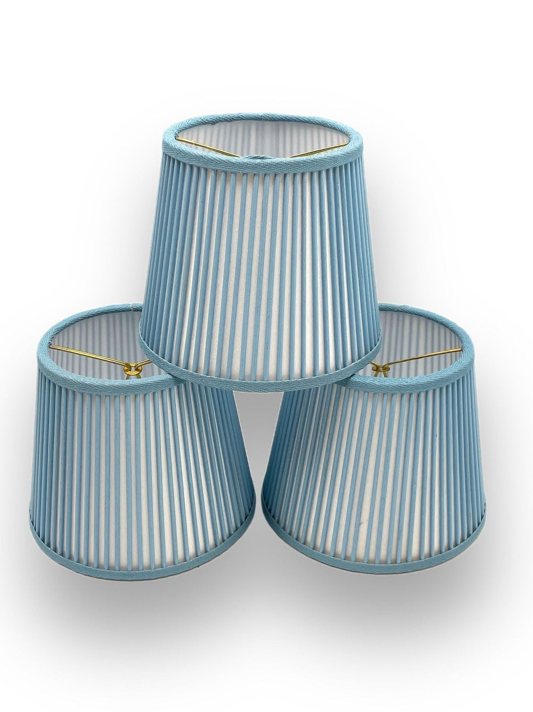 (2) Chandelier Lamp Stick Shade 3 3/8" top x 5 3/8" Bottom x 5" slant Light Blue - Lux Lamp Shades