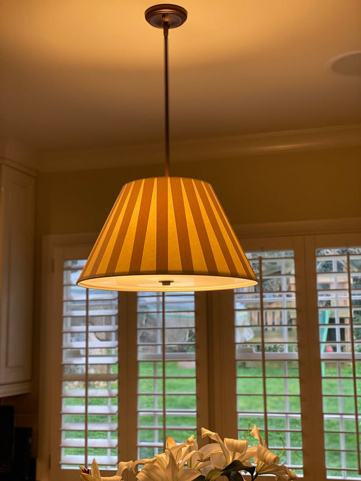 20" Pleated Paper Pendant Shade with Two bulb Socket and diffuser - Lux Lamp Shades
