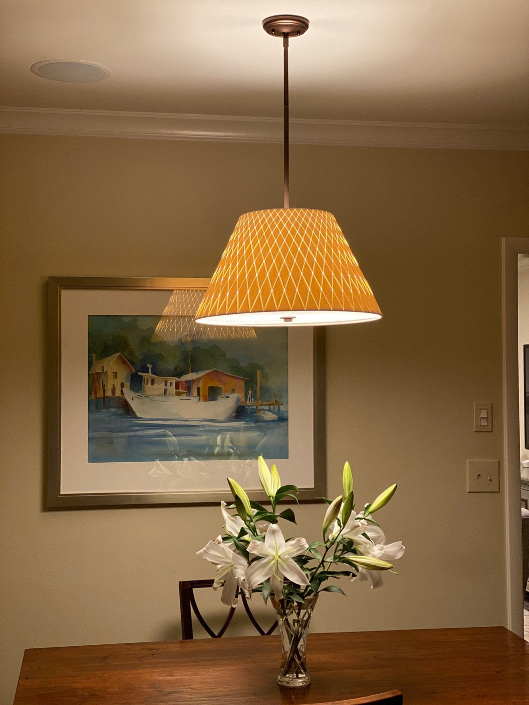 20" Woven Paper Pendant Shade with Two bulb Socket and diffuser - Lux Lamp Shades