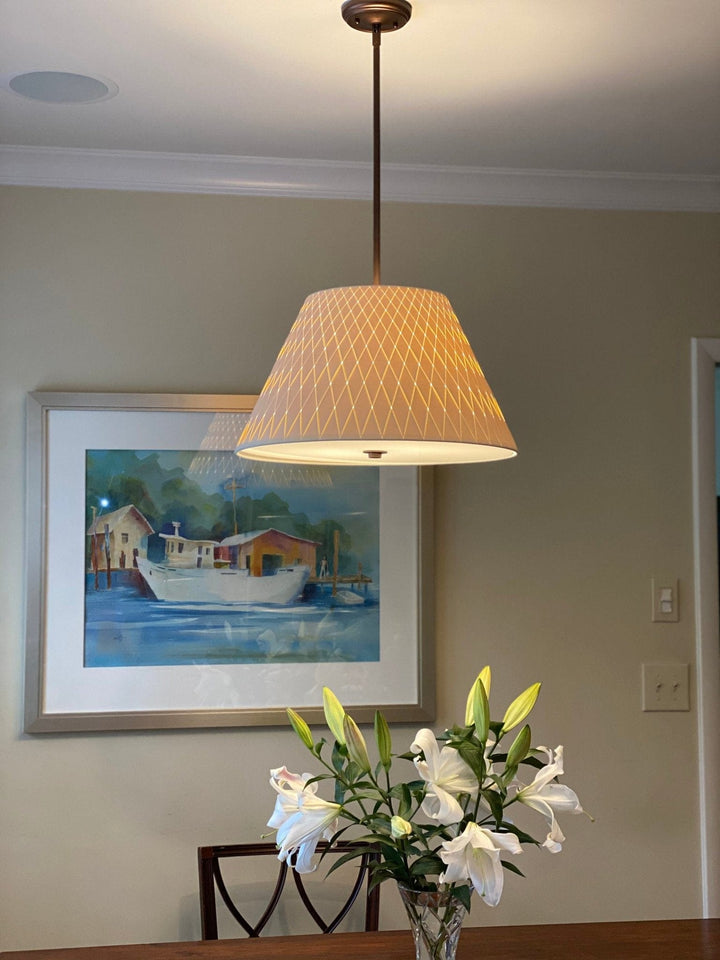 20" Woven Paper Pendant Shade with Two bulb Socket and diffuser - Lux Lamp Shades