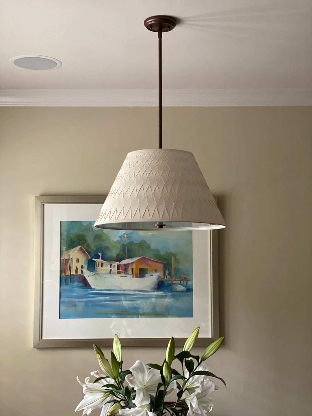 20" Woven Paper Pendant Shade with Two bulb Socket and diffuser - Lux Lamp Shades