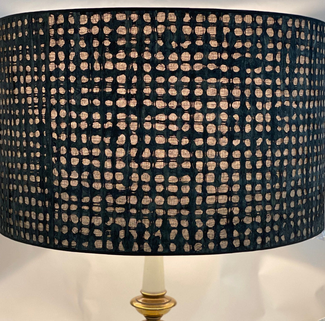 30" Drum Tree Bark/ linen Lampshade 30" top x 30 " bottom x 18" slant - Lux Lamp Shades