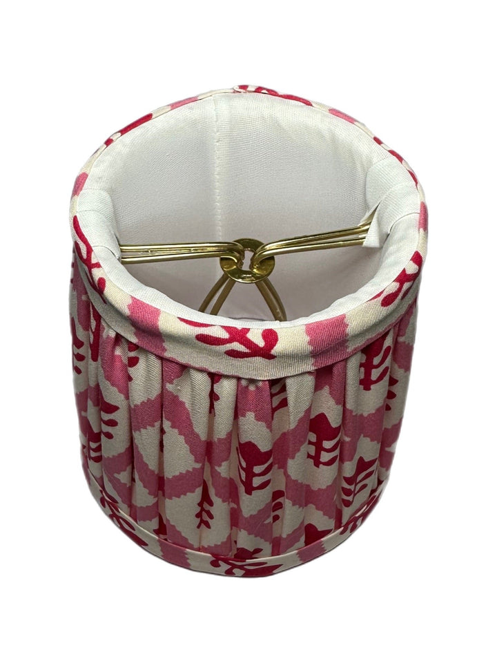 4" Gathered shades made with Pindler Douppioni Strawberry Fabric (12 in stock) - Lux Lamp Shades