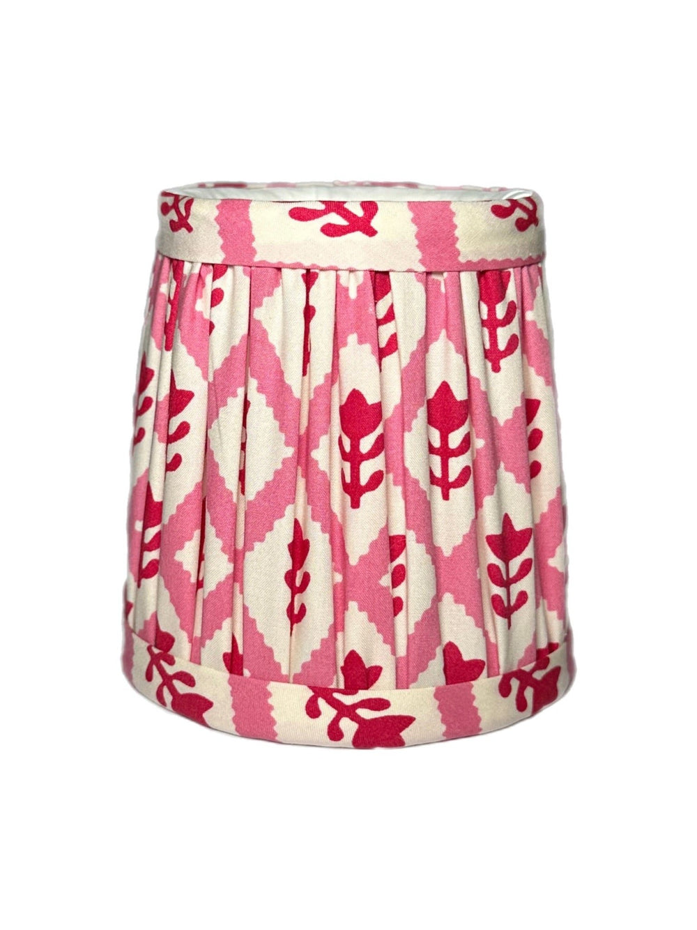 4" Gathered shades made with Pindler Douppioni Strawberry Fabric (12 in stock) - Lux Lamp Shades