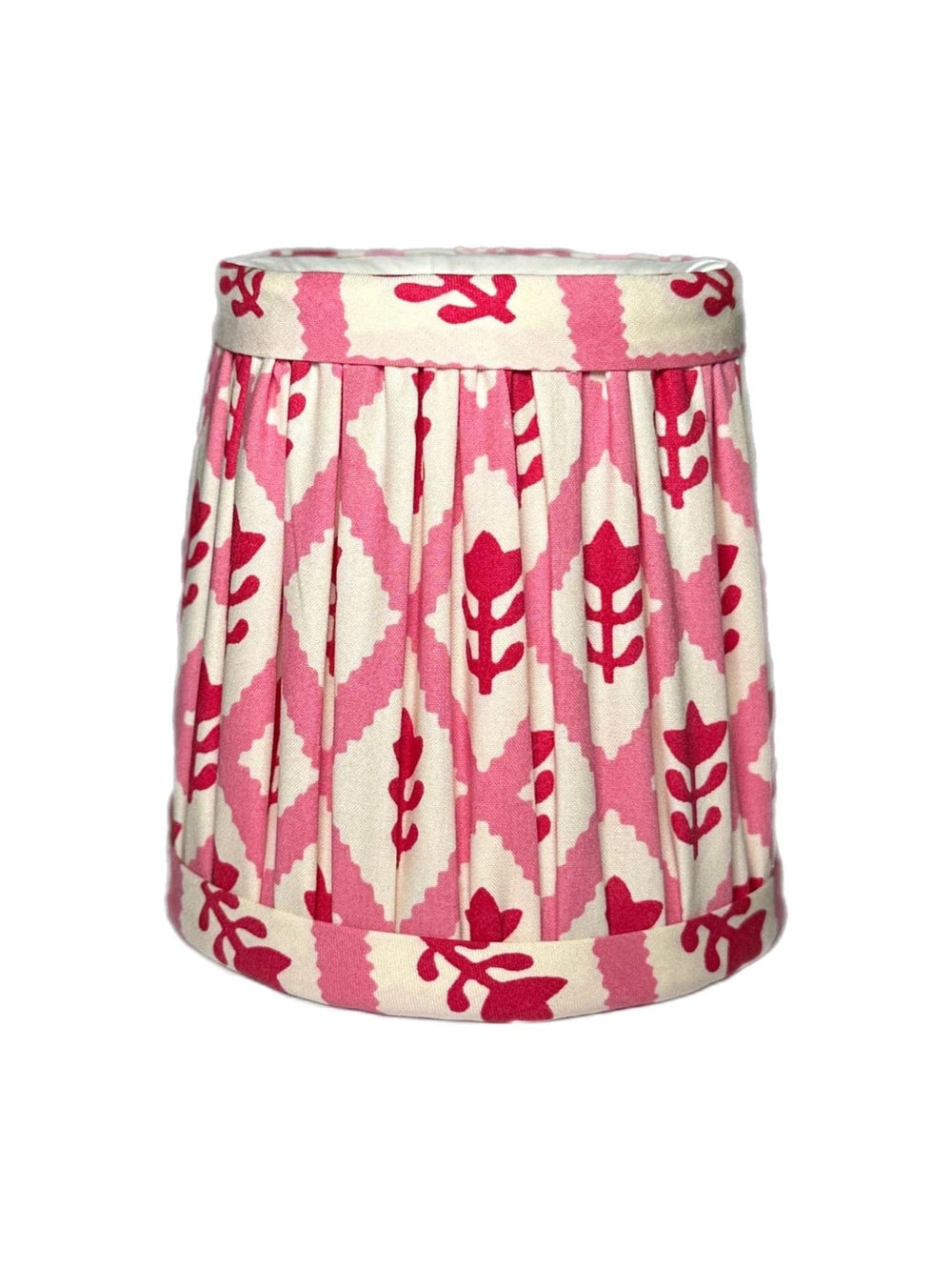 4" Gathered shades made with Pindler Douppioni Strawberry Fabric (12 in stock) - Lux Lamp Shades