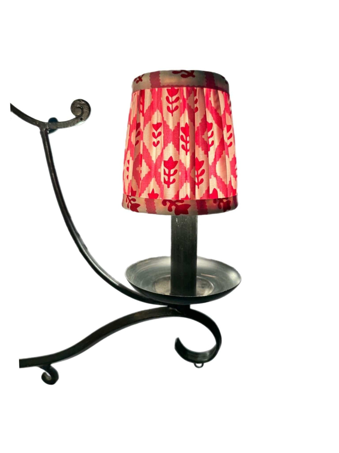 4" Gathered shades made with Pindler Douppioni Strawberry Fabric (12 in stock) - Lux Lamp Shades