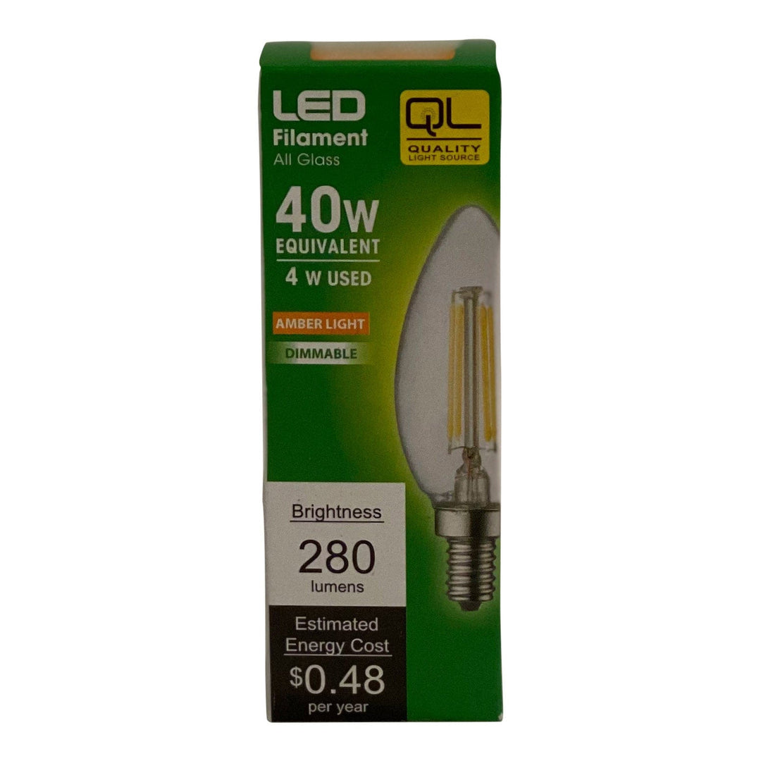 40 Watt LED Clear Torpedo Candelabra Bulb Bulk - 6 bulbs - Lux Lamp Shades