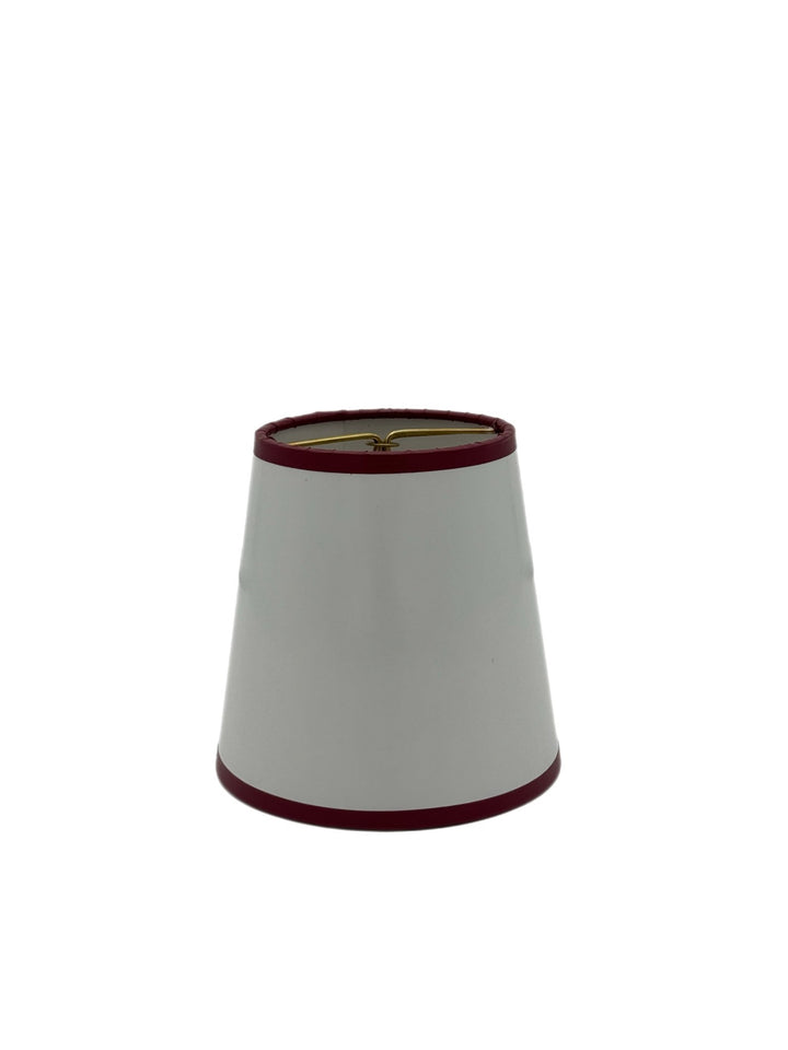 4.5" White Paper with Cranberry Trim - (4) shades in stock - Lux Lamp Shades