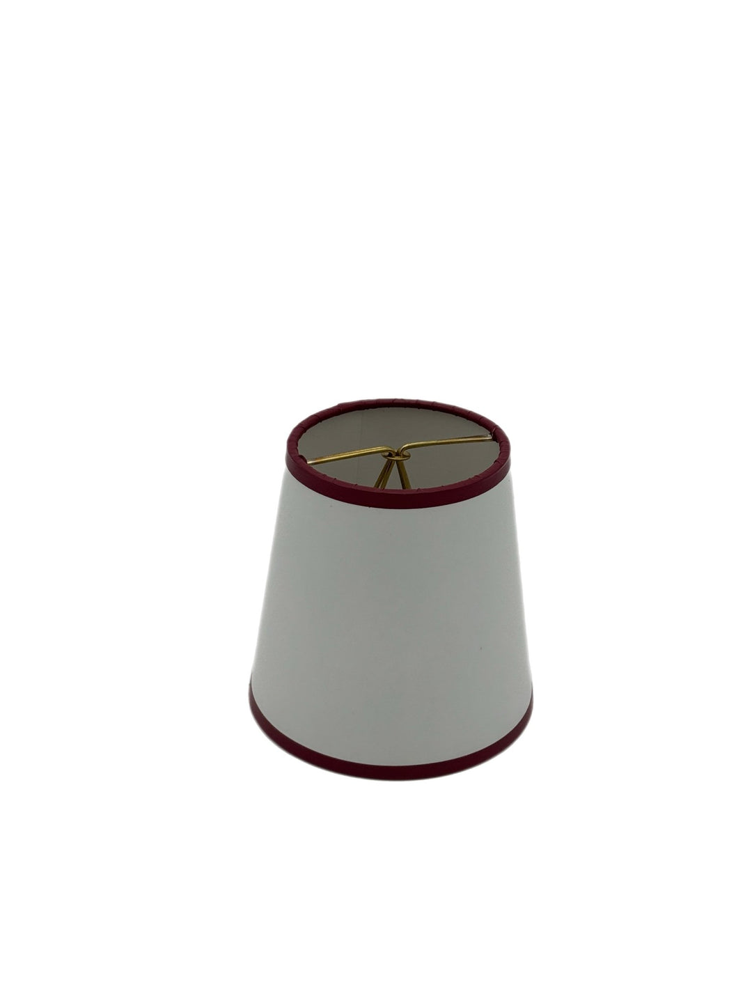 4.5" White Paper with Cranberry Trim - (4) shades in stock - Lux Lamp Shades