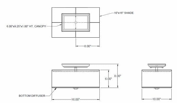 8" x 16" Flush Mount Rectangular Shade - Lux Lamp Shades