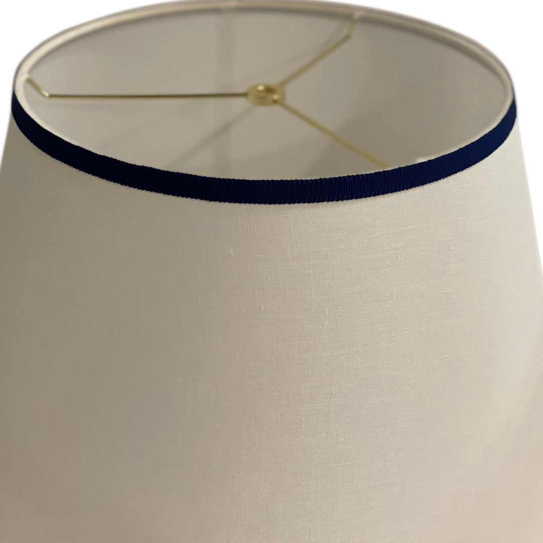 Linen Hardback Pembroke Lamp Shade W/ Samuel and Sons Sapphire Trim