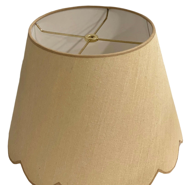 Beige Linen Shade Scalloped Shade - 4 sizes in stock - Lux Lamp Shades