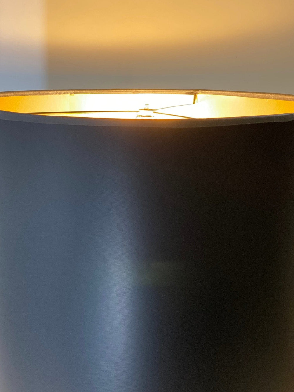 Black Paper with Gold interior Drum Hard-back Lamp Shade - Available in three sizes + CUSTOM SIZES - Lux Lamp Shades