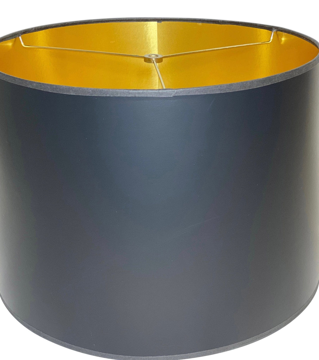 Black Paper with Gold interior Drum Hard-back Lamp Shade - Available in three sizes + CUSTOM SIZES - Lux Lamp Shades