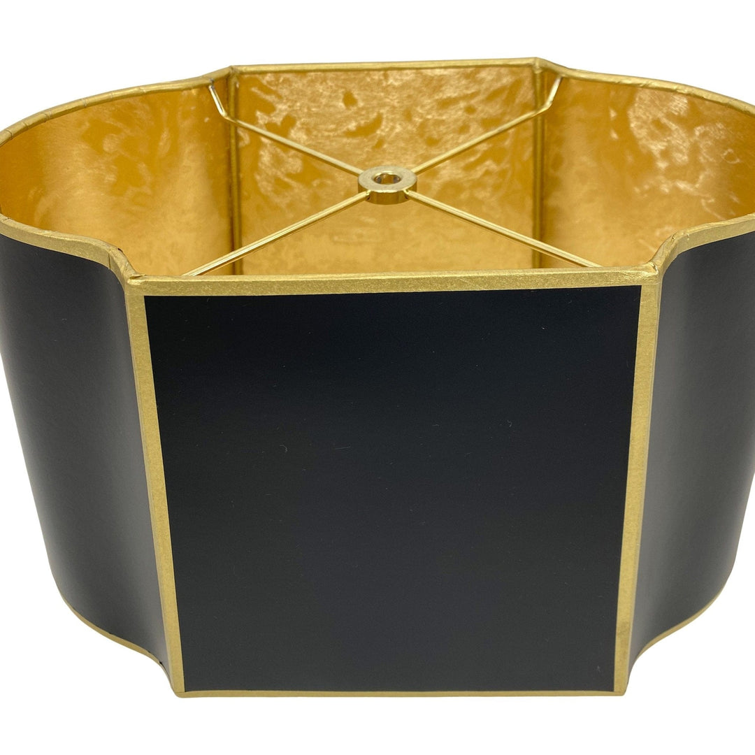 Black Paper with Gold Pony interior and Gold Tape Trim - 15" SERPENTINE OVAL - Lux Lamp Shades