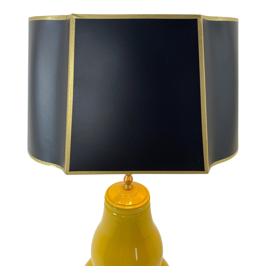 Black Paper With Gold Pony Interior and Gold Tape Trim - 15” Serpentine Oval (2) - Lux Lamp Shades