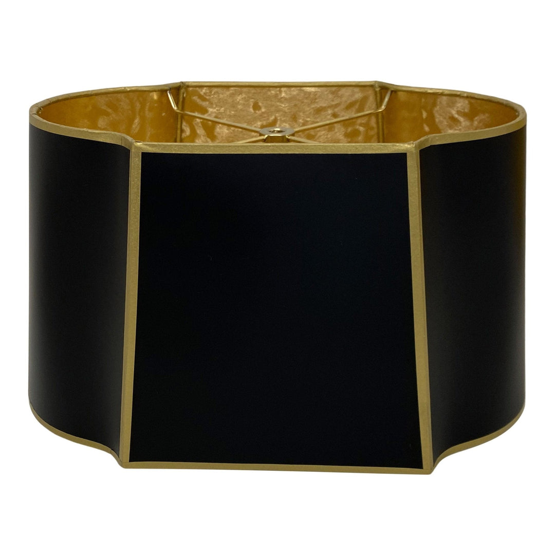 Black Paper With Gold Pony Interior and Gold Tape Trim - 15” Serpentine Oval (2) - Lux Lamp Shades