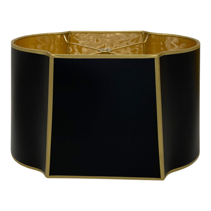Black Paper with Gold Pony interior and Gold Tape Trim - 15" SERPENTINE OVAL - Lux Lamp Shades