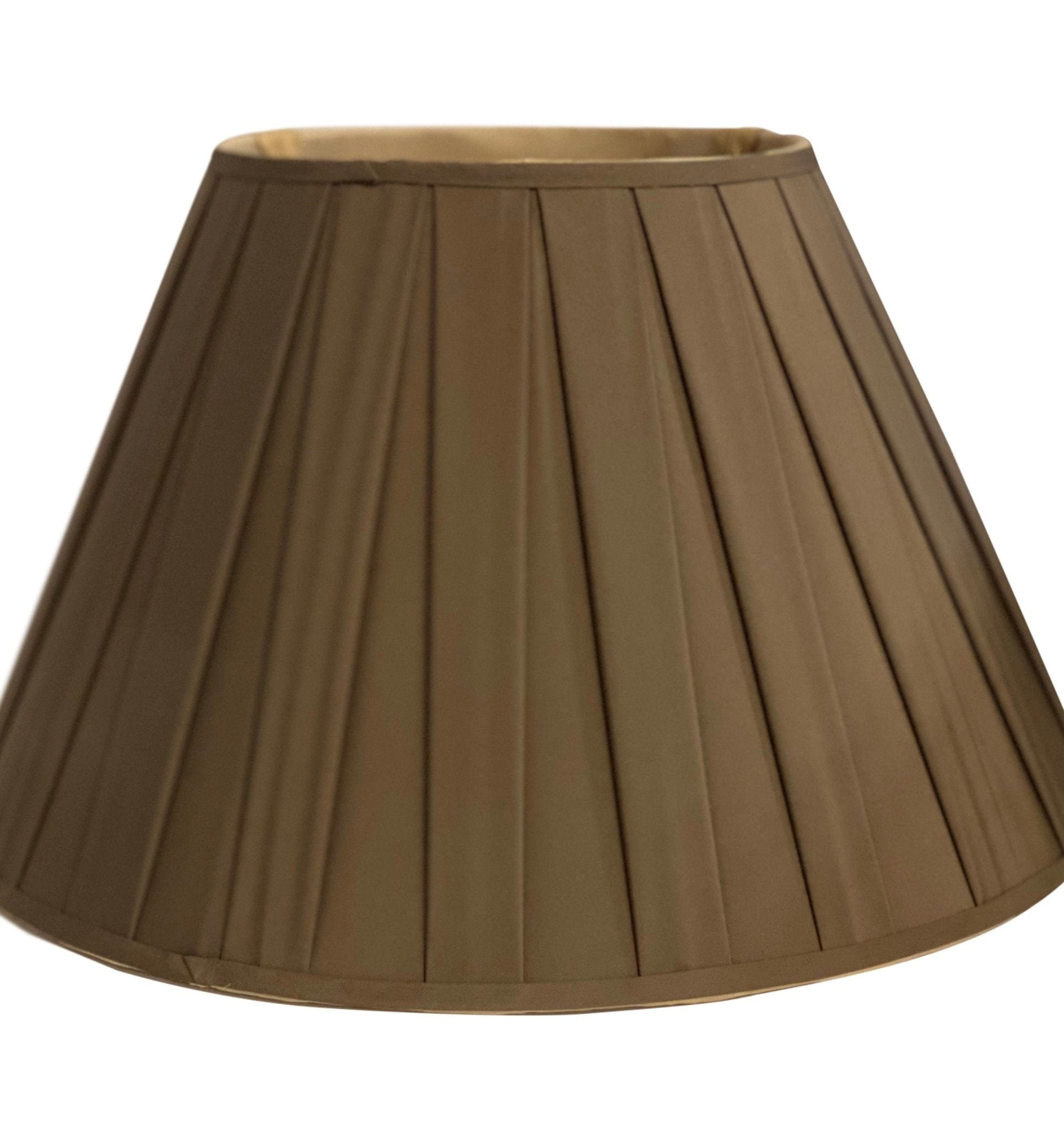 Box Pleat Mocha Silk Empire -16” Base - Lux Lamp Shades'