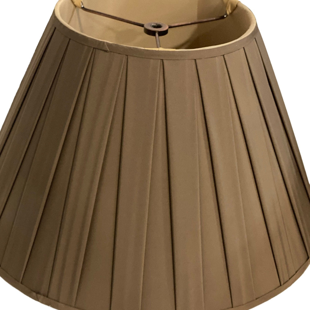 Box Pleat Mocha Silk Empire -16" Base - Lux Lamp Shades