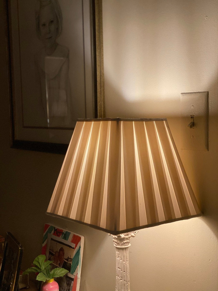 Box Pleat Square Silk Lamp Shades Available in Two Sizes Lux Lamp