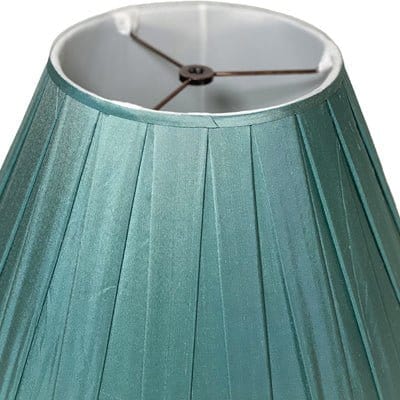 Box Pleat Teal Silk Empire -16” Base - Lux Lamp Shades'