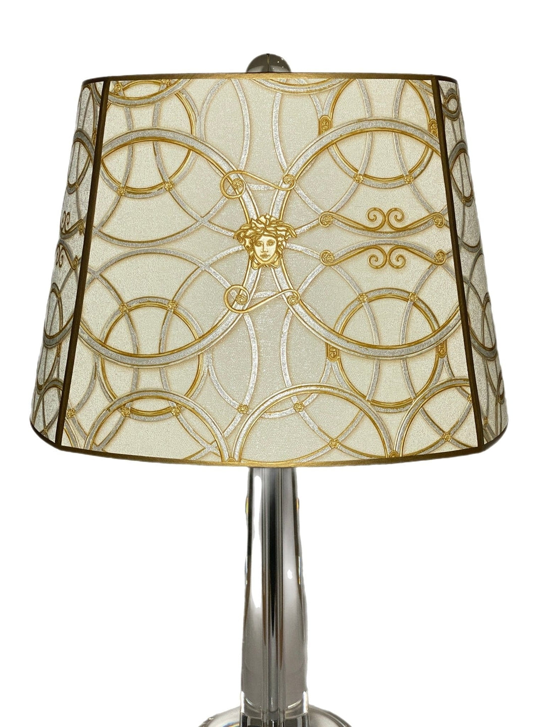 Custom Shade made with Versace - La Scala Del Palazzo Cream & Gold Wallpaper - Lux Lamp Shades