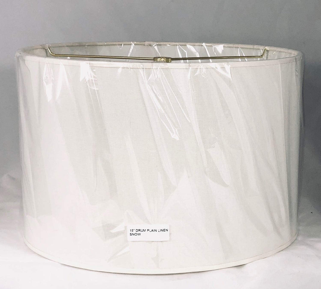 Drum Hard-back White Linen Lamp Shade (15" top x 15" bottom x 10" slant) - Lux Lamp Shades