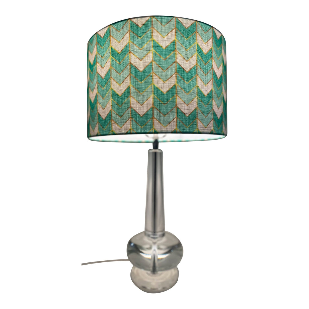 Drum Hardback Shade made with Spoonflower Belgian linen - Gilded Ombre Herringbone in Mint Fabric bywillowlanetextiles - Lux Lamp Shades