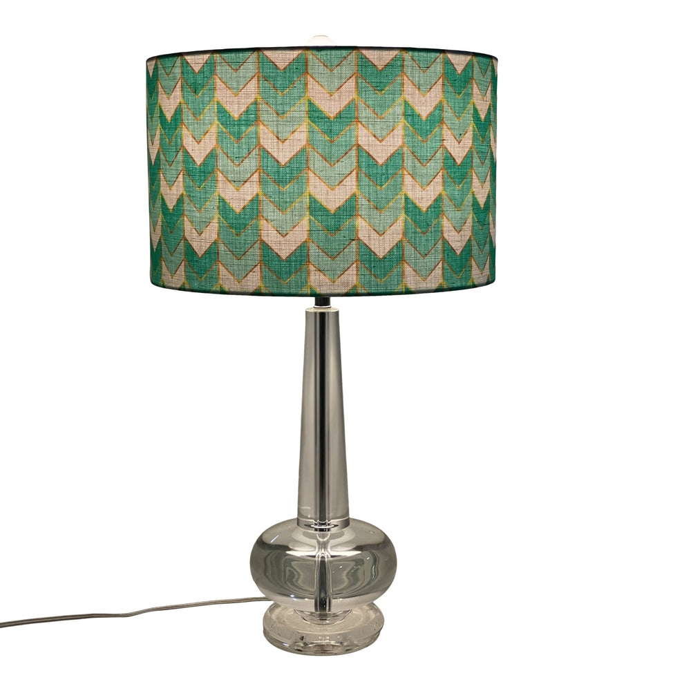 Drum Hardback Shade made with Spoonflower Ikat Belgian linen - MADE TO ORDER + Ships in 3 Weeks! - Lux Lamp Shades
