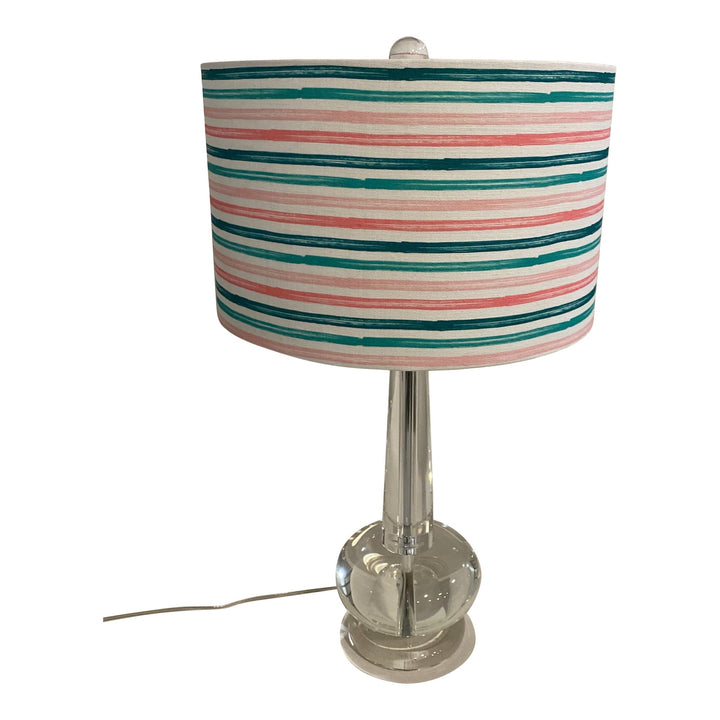 Drum Hardback Shade made with Spoonflower Ikat Belgian linen - MADE TO ORDER + Ships in 3 Weeks! - Lux Lamp Shades