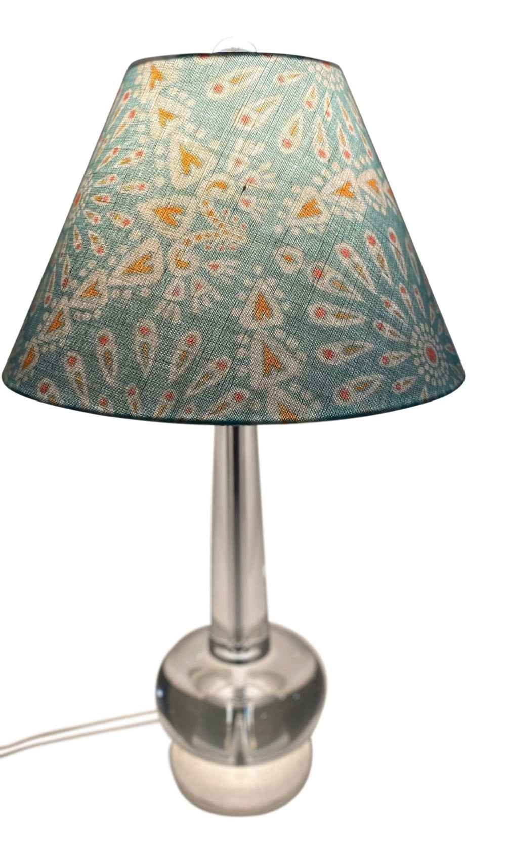 Empire Hardback Shade made with Spoonflower Belgian linen - Dandelion Ikat Fabric byhelenpdesigns - Lux Lamp Shades