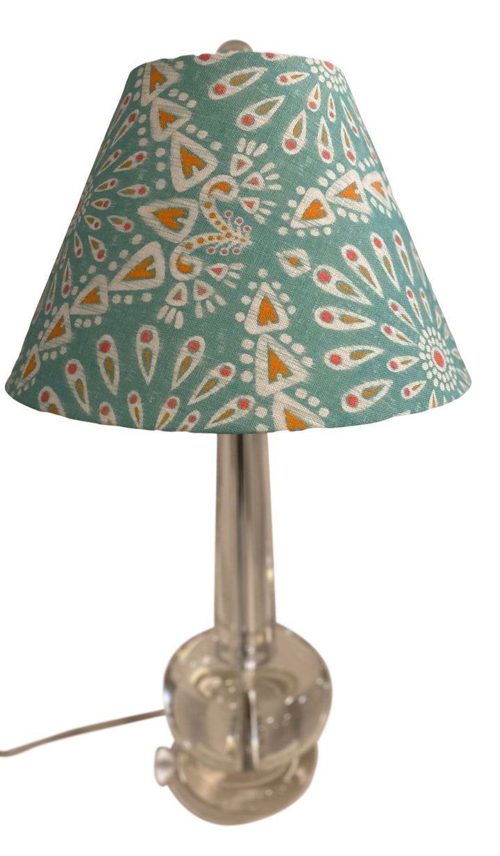 Empire Hardback Shade made with Spoonflower Belgian linen - Dandelion Ikat Fabric byhelenpdesigns - Lux Lamp Shades