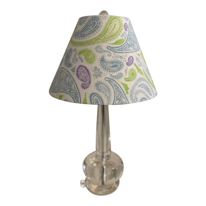 Empire Hardback Shade made with Spoonflower Belgian linen - Pastel Comforts: Modern Distressed Paisley Jumbo in Honeydew, Lilac, and Sky Blue by Brittanylane Fabric by3rittanylane - Lux Lamp Shades
