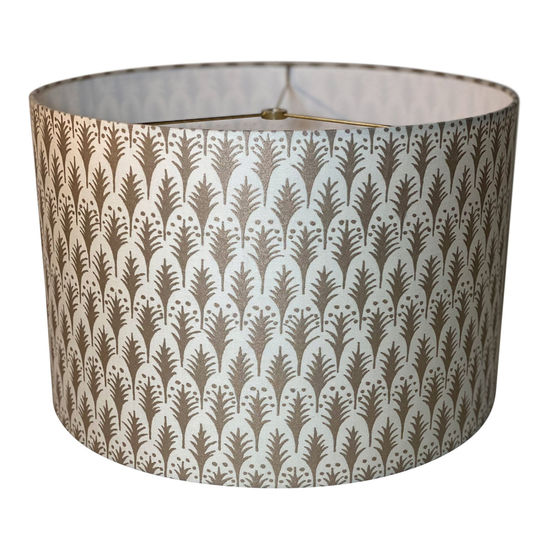 Fortuny PIUMETTE in Ivory & Gold 15" Drum - Lux Lamp Shades