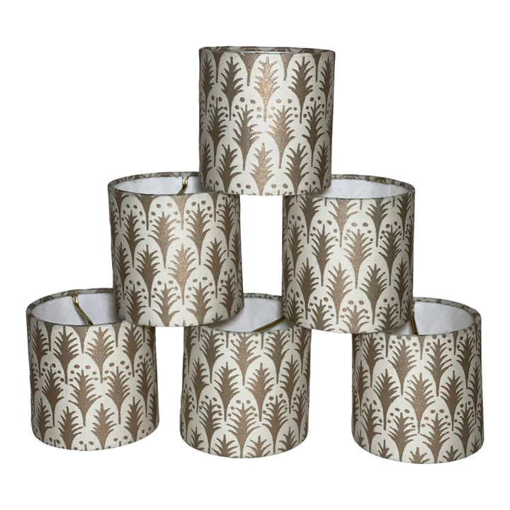 Fortuny PIUMETTE in Ivory & Gold 4" Chandelier Shades - Lux Lamp Shades