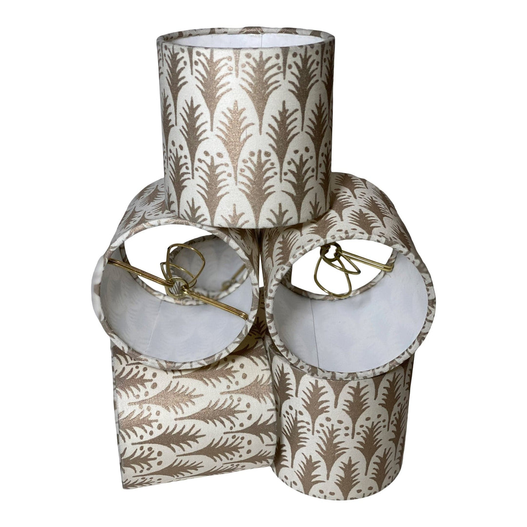 Fortuny PIUMETTE in Ivory & Gold 4" Chandelier Shades - Lux Lamp Shades