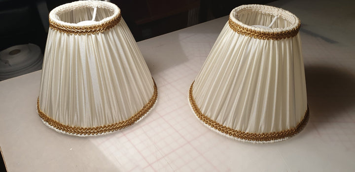 French Made Shirred Shade -Silk pongé Champagne, creme -5.75" base - Lux Lamp Shades