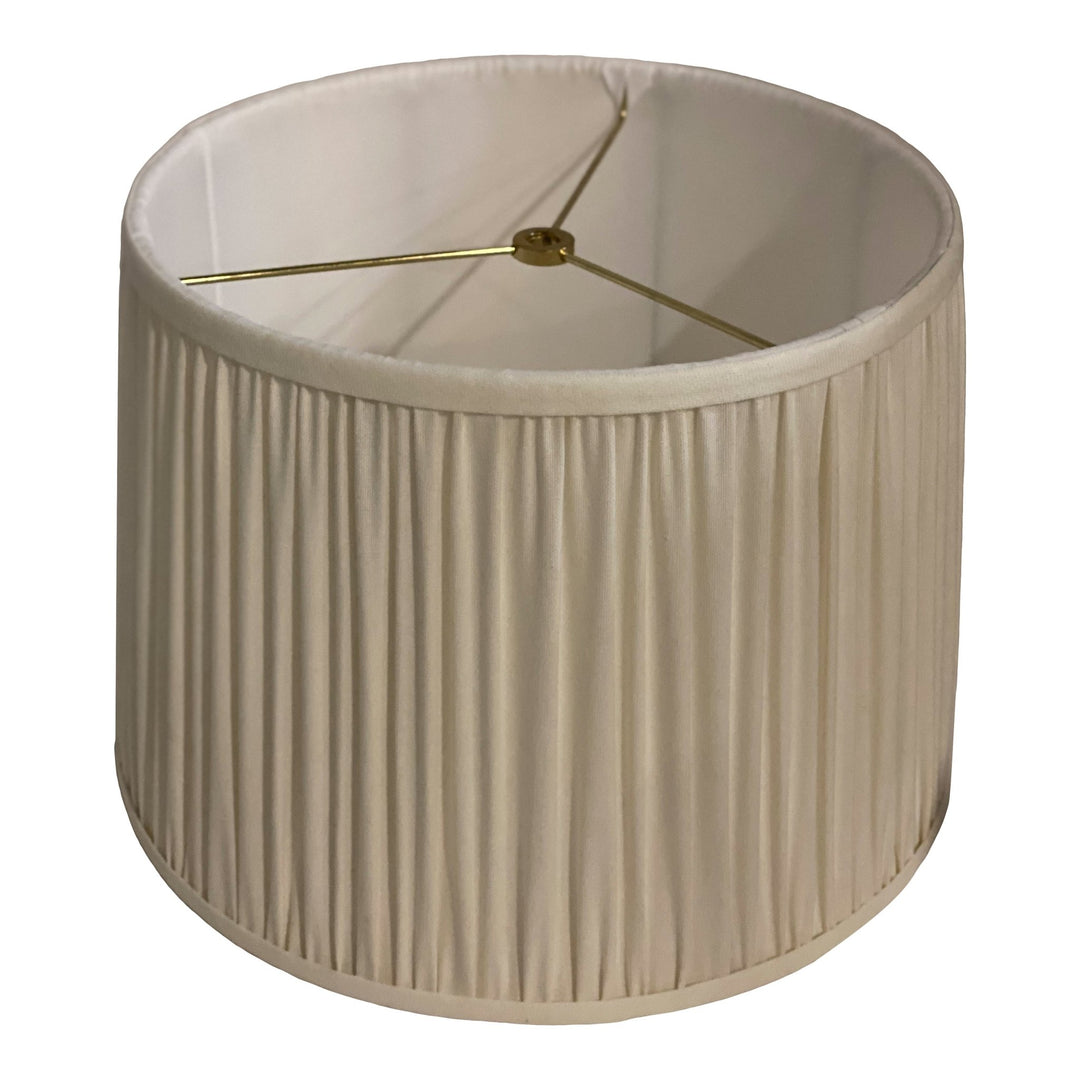 Gathered Cream LINEN Drum (1) in stock 11" top x 13" base x 9" slant - Lux Lamp Shades