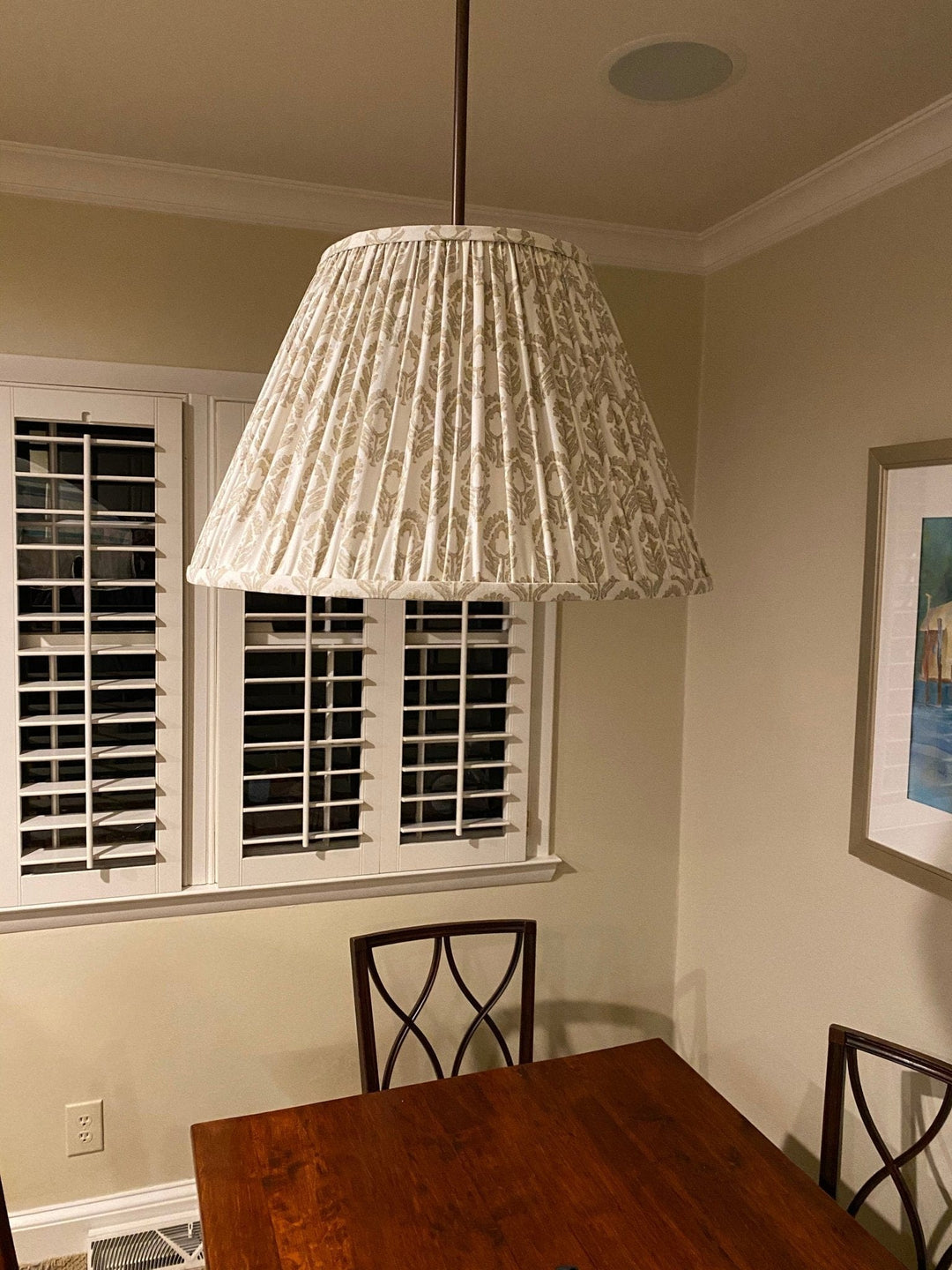 Gathered Designer Fabric Pendant Shade with Three bulb Socket and diffuser - Lux Lamp Shades