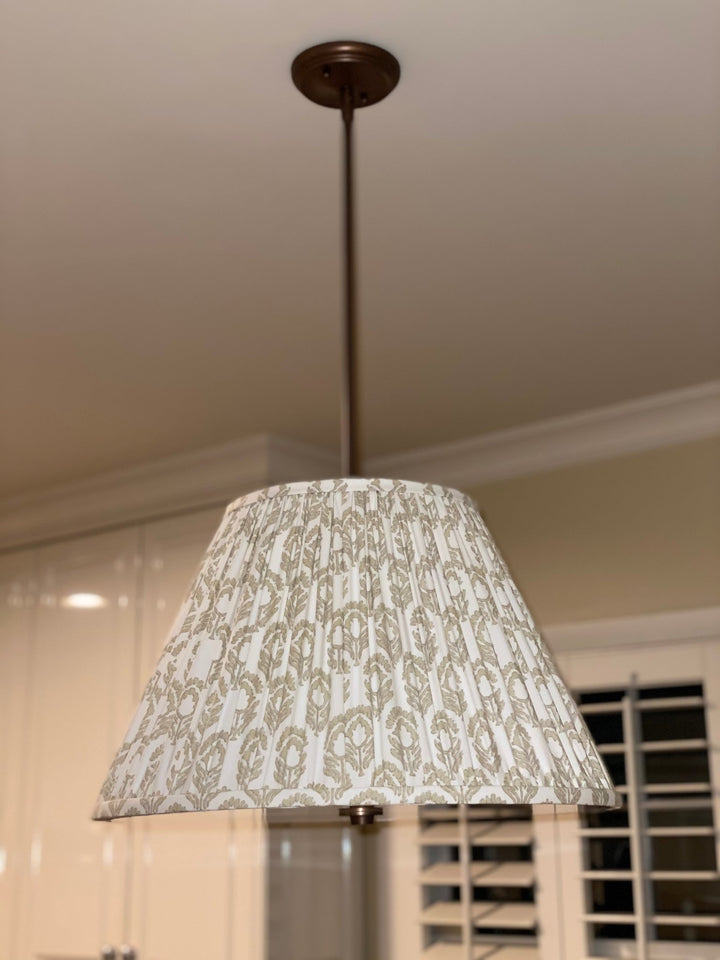 Gathered Designer Fabric Pendant Shade with Three bulb Socket and diffuser - Lux Lamp Shades