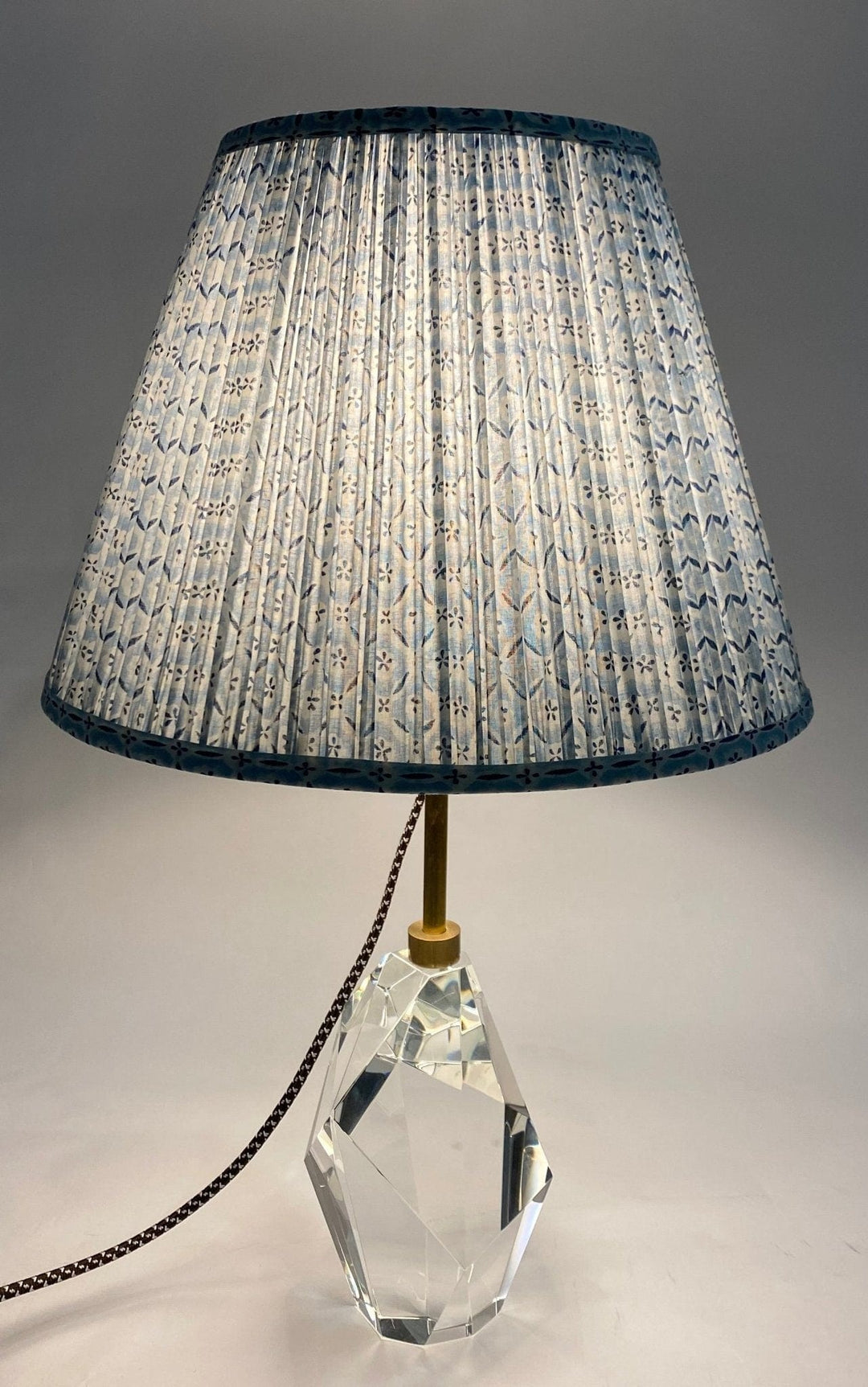 Gathered Lampshade 15" base - Blue & White - Lux Lamp Shades